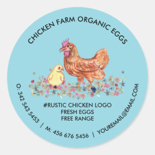Kycklinghus Organic Fresh Eggs Blue Runt Klistermärke