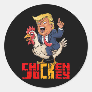 Kycklingjockey Trump Roligt Politiskt Meme Runt Klistermärke