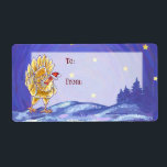 Kycklingjul Fraktsedel<br><div class="desc">Djurs julklappar från Festive Helgdag Chicken, TShirts och tillbehör har vårt roligt av en söt kyckling som är utblottad för säsongen i en röd julhatt som står i ett snöslandskap mot en texturerad mörk blått stjärnnatt himlar som målas av vår talangerade barnillustratör bok, Traci Van Wagoner. På baksidan av många...</div>