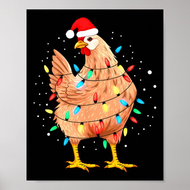 Kycklingjul Ljus Farm Animal Funny Julafton Me Poster (Framsidan)