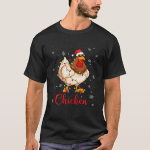Kycklingjul Ljus Funny Julafton Santa Hat Anim T Shirt