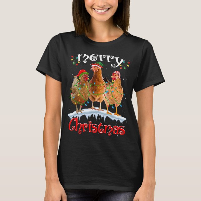 Kycklingjul Ljus God jul Chicken T Shirt (Framsida)