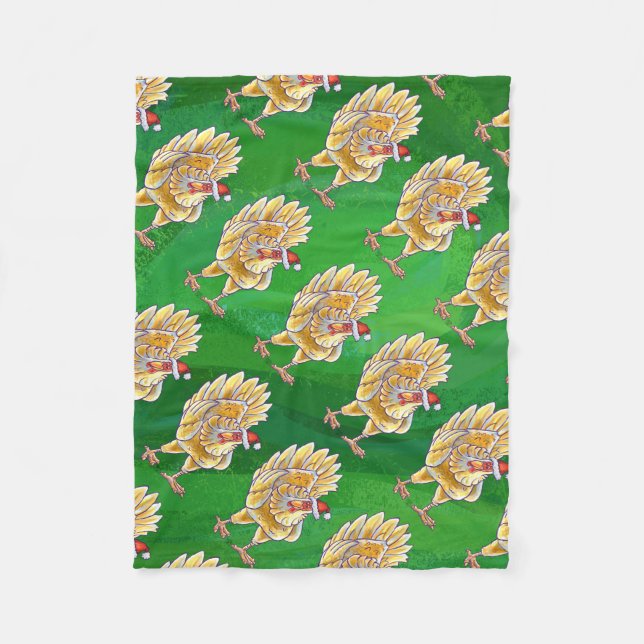 Kycklingjul på Grönt Fleecefilt (Framsidan)