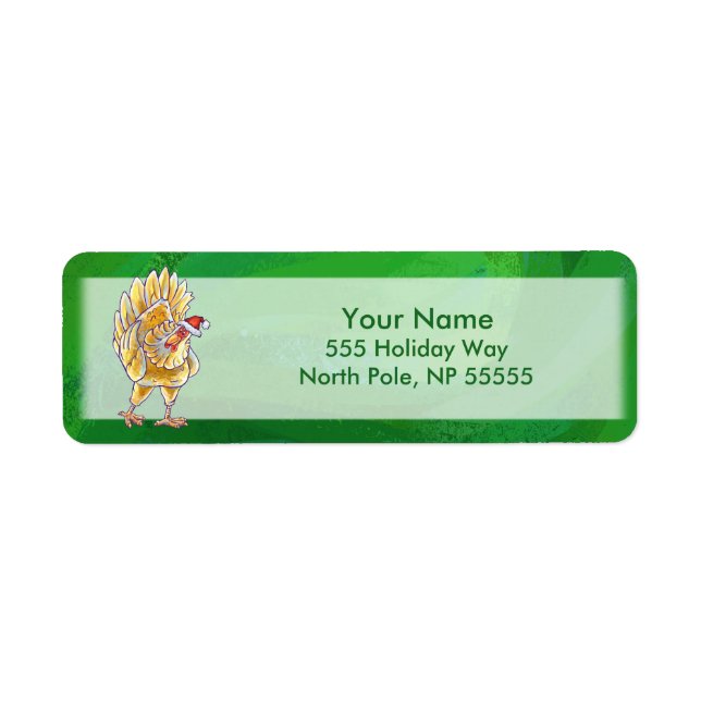 Kycklingjul på Grönt Returadress Etikett (Framsidan)
