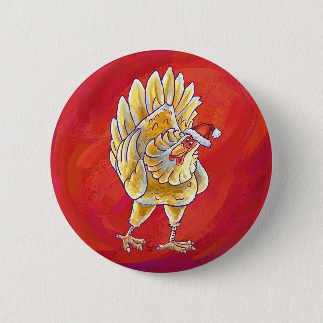 Kycklingjul på röd knapp (Framsida)