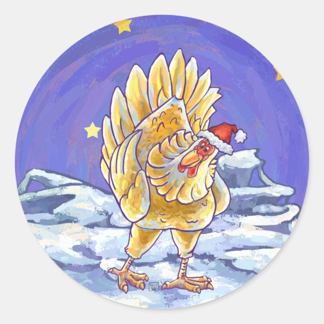 Kycklingjul Runt Klistermärke (Framsida)