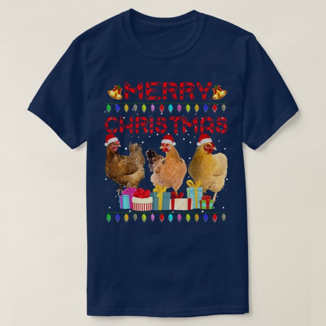 Kycklingjulen Ljus God jul Chicken Funny T Shirt (Design framsida)