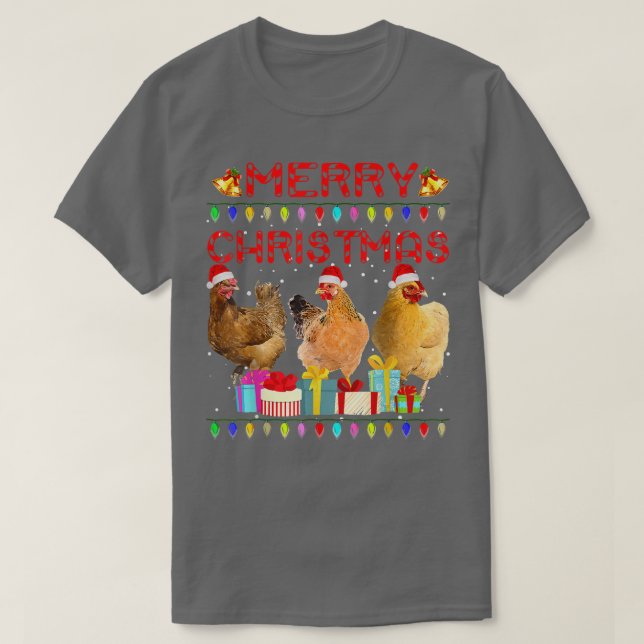 Kycklingjulen Ljus God jul Chicken Funny T Shirt (Design framsida)