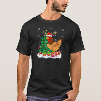 Kycklingjulen Ljus Reindeer Santa Hat Kristus T Shirt
