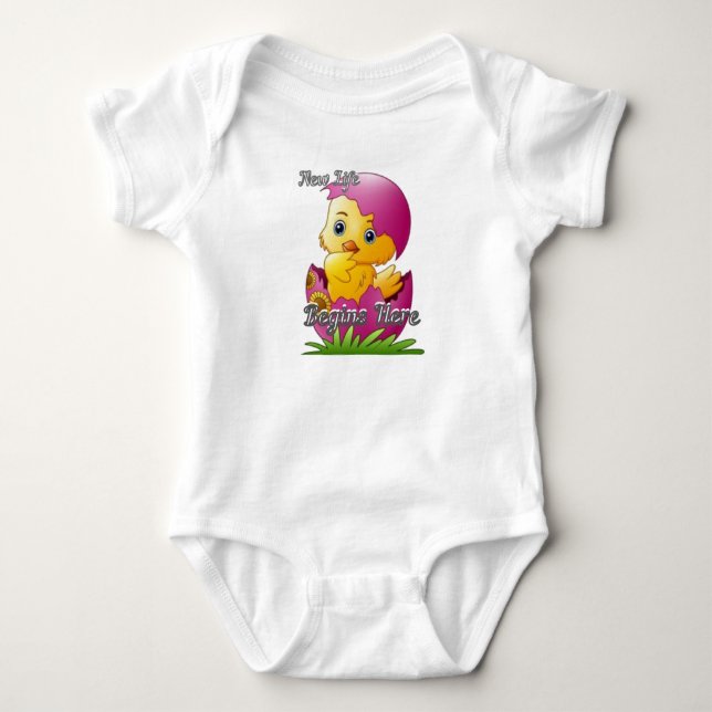 Kycklingkläckande babybodysuit t shirt (Framsida)