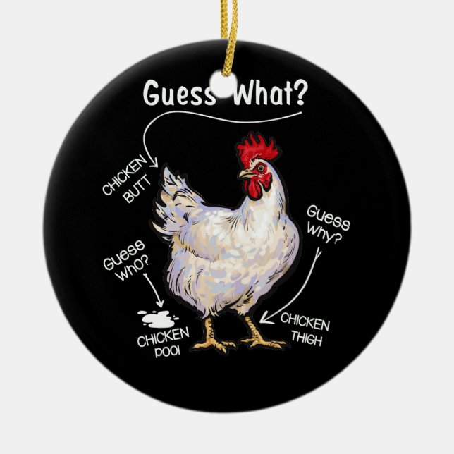 Kycklingknut vet vad kyckling som gissar vem som julgransprydnad keramik (Framsidan)
