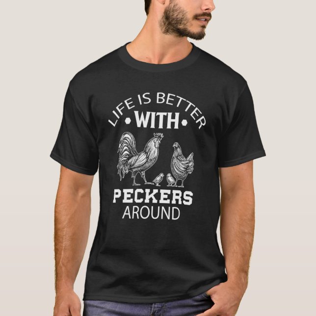 Kycklinglivet är bättre med hackare t shirt (Framsida)