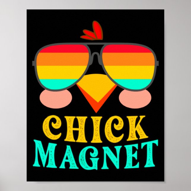 Kycklingmagnet Söt påskäggsjakt Vårkläder  Poster (Framsidan)