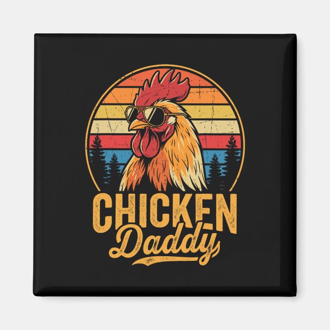 Kycklingpappa Rolig Tupp Retro Fjäderfä Gård Pappa Magnet (Framsidan)