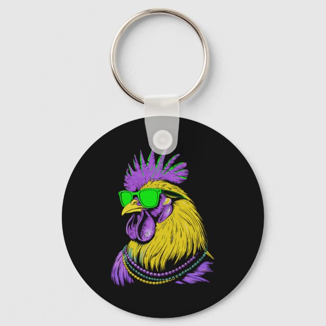 Kycklingpärlor Mardi Gras karneval jordbruk bonde Nyckelring (Framsida)