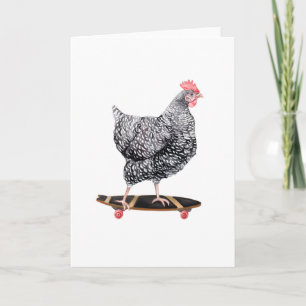 Kycklingshöna på Skateboard Blank Greeting Card Kort