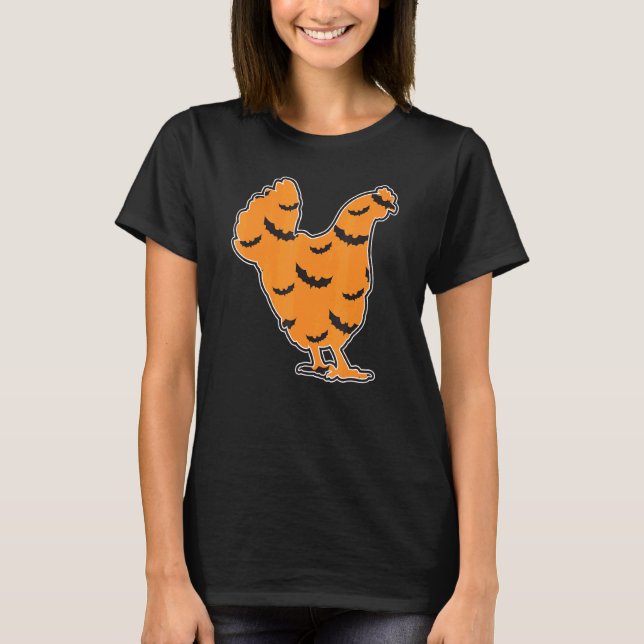 Kycklingsilhuett - Halloween Mönster Fladdermöss O T Shirt (Framsida)