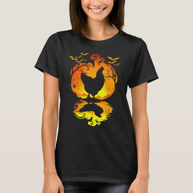 Kycklingsilhuett Pumpa Thanksgiving Höst Chi T Shirt (Framsida)