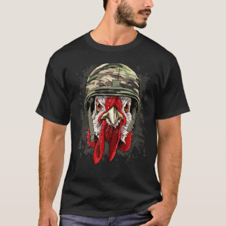 Kycklingsoldat Veteran Armé Kycklinggård Djur T Shirt