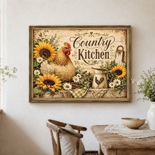 Kycklingsolsånger Landlig Farmhouse Kök Poster