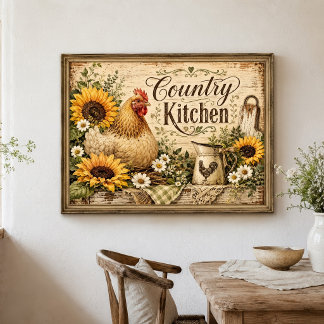 Kycklingsolsånger Landlig Farmhouse Kök Poster