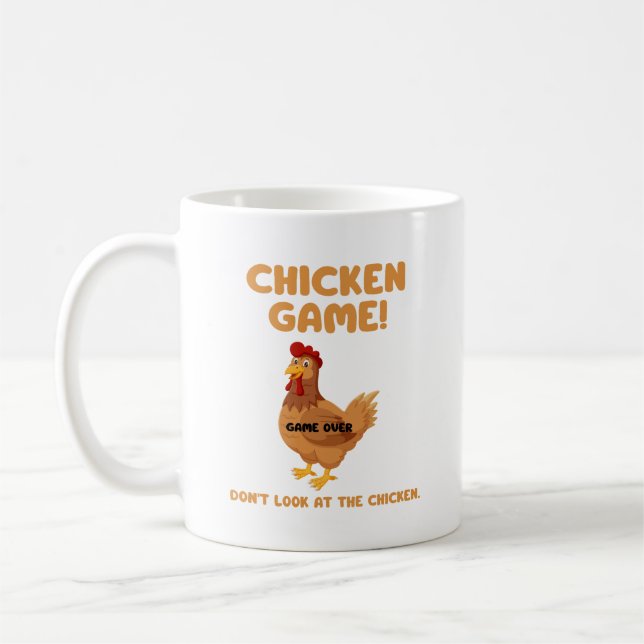 Kycklingspel titta inte på kycklingen kaffemugg (Vänster)
