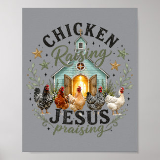Kycklinguppfödande Jesus Lovande Hemgårdsbonde Poster
