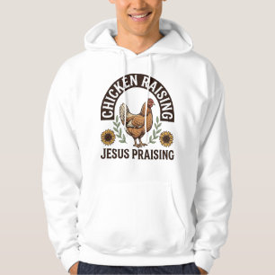 Kycklinguppfödande Jesus Lovprisande Vintage Farm Hoodie