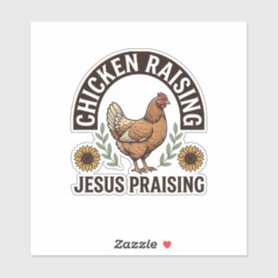 Kycklinguppfödning Jesus prisande vintage gård t-s Klistermärken