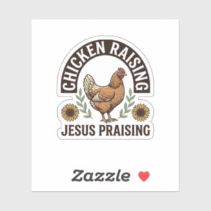 Kycklinguppfödning Jesus prisande vintage gård t-s Klistermärken