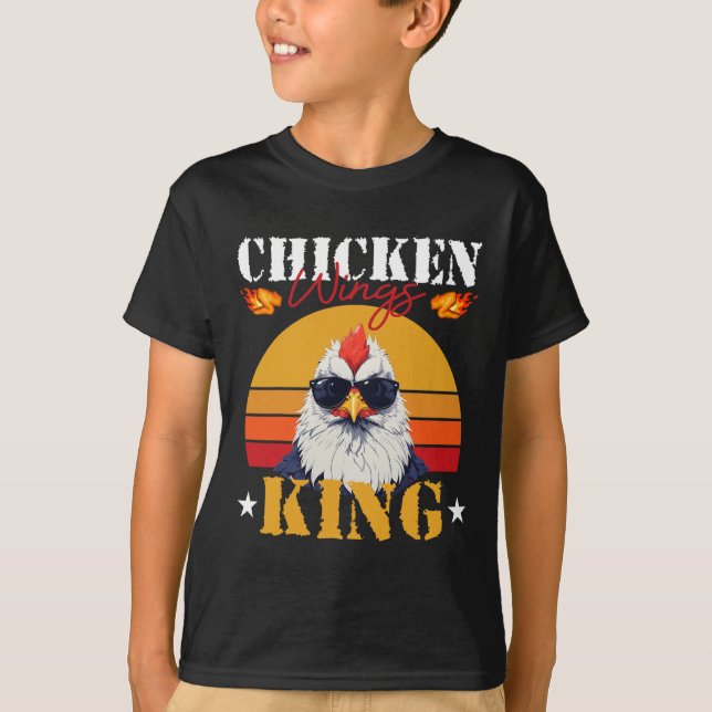 Kycklingvinge Kung Retro Solnedgång Byrbeque Buffa T Shirt (Framsida)