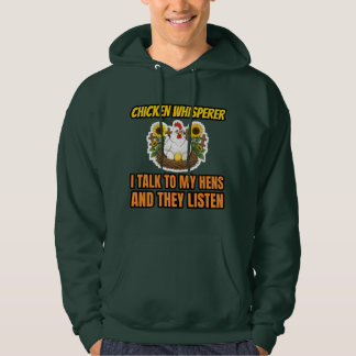 Kycklingviskar Rolig Höna Solros Grön Gård H Hoodie