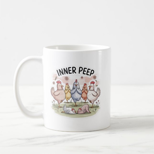 “Kycklingyoga” Rolig Bondgårdsdjursmugg Kaffemugg (Vänster)