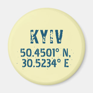 Kyiv Ukraina Latitude & Longitud Distress Magnet