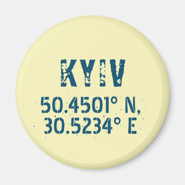 Kyiv Ukraina Latitude & Longitud Distress Magnet (Framsidan)