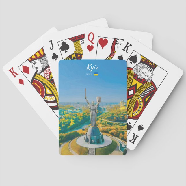 Kyiv, Ukraina - Monumentet Moder Ukraina Casinokort (Baksidan)
