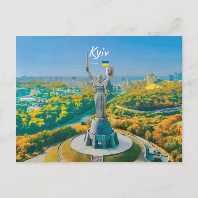 Kyiv, Ukraina - Monumentet Moder Ukraina Vykort (Framsida)