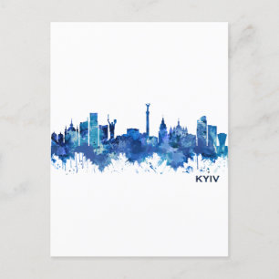 Kyiv Ukraina Skyline Blue Helg Vykort