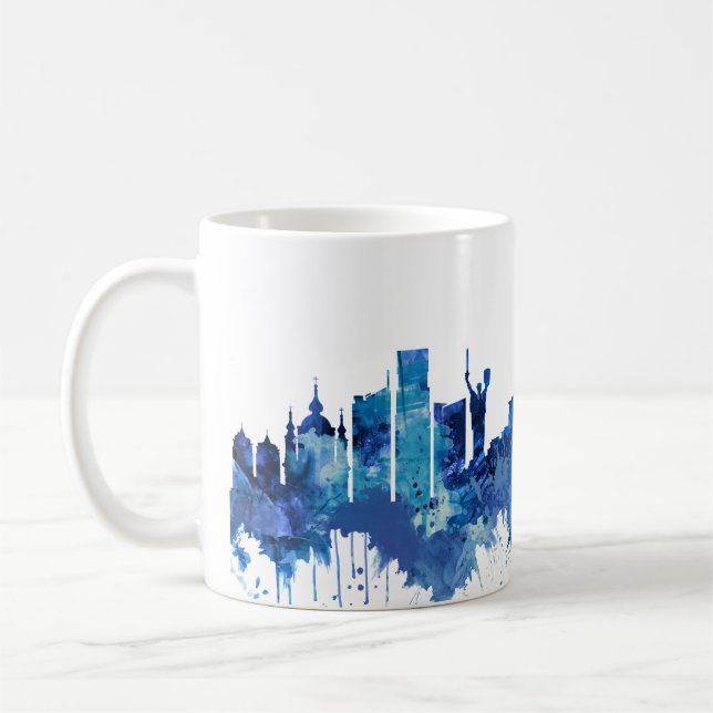 Kyiv Ukraina Skyline Blue Kaffemugg (Vänster)