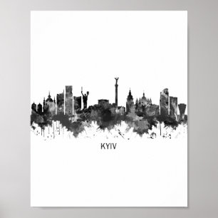 Kyiv Ukraina Skyline BW Poster