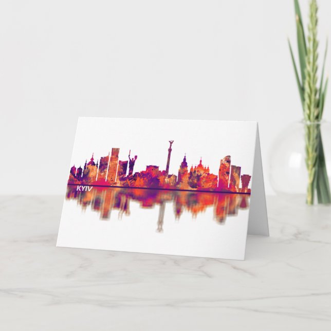 Kyiv Ukraina Skyline Helgkort (Framsida)
