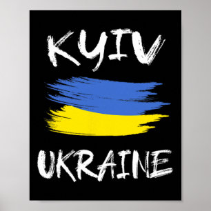 Kyiv Ukraina Souvenir Ukrainsk Landsflagga Borste Poster