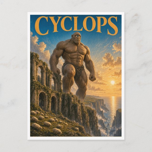 Kyklop, gotisk fantasymonster vykort (Framsida)