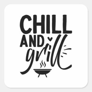 Kyl och grill fyrkantigt klistermärke