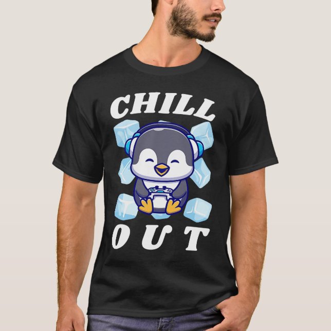 Kyl ut Cute Penguin med iskubaner T Shirt (Framsida)