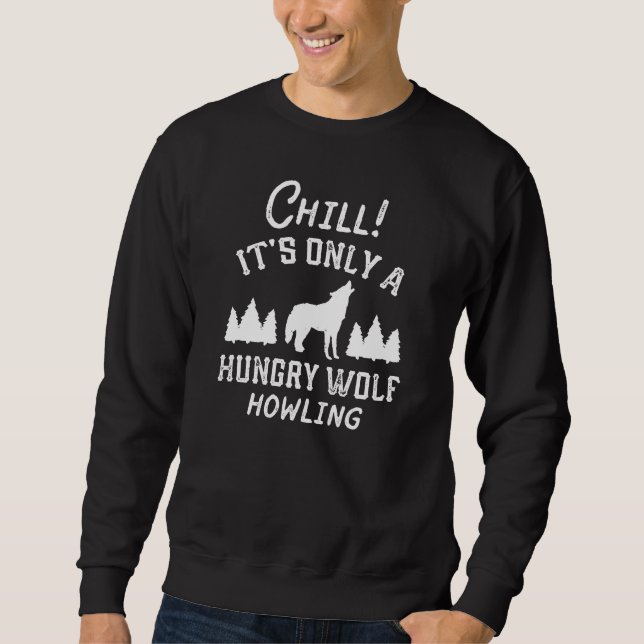 Kyla Hungrig Varg Lång Ärmad Tröja (Framsida)