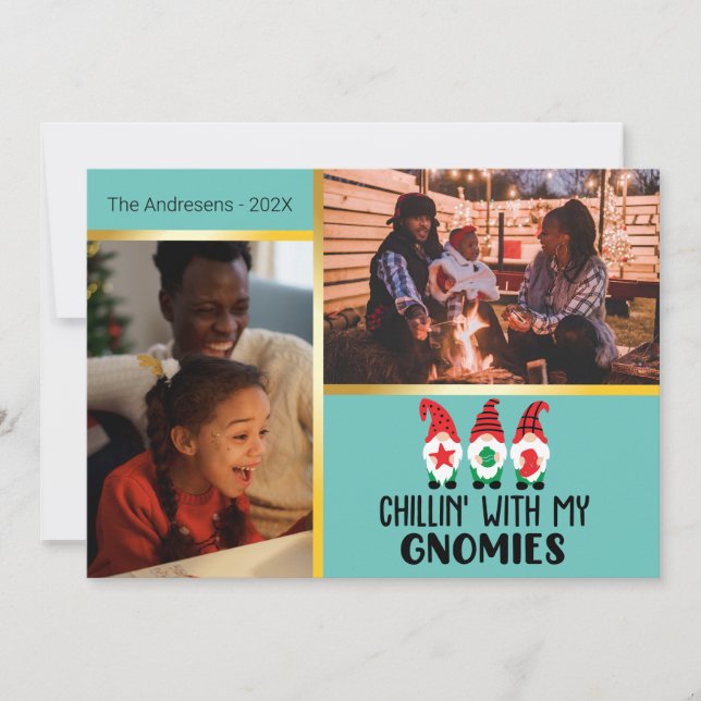 Kyla med Gnomes julfotopatmallvärde Inbjudningar (Framsida)