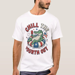 Kyla ner den fjärde alligatorpatriotiska skjortan t shirt