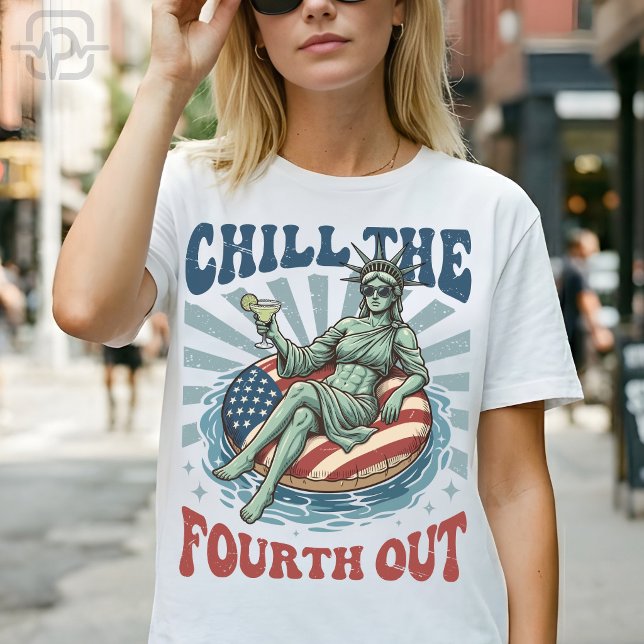Kyla ner fjärde juli med Statue of Liberty Margari T Shirt (Chill The Fourth Out Statue of Liberty Margarita T-Shirt)