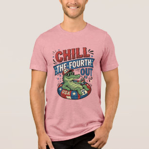Kyla ner fjärde juli rolig alligator sommar t-shir t shirt
